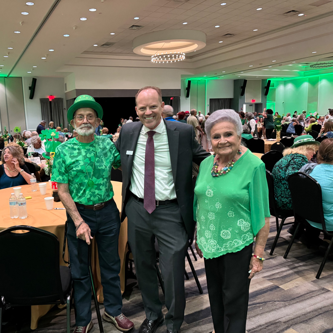 Judge Kevin Hellmann enjoyed celebrating St. Patrick's Day a few days early with senior residents in Hialeah. What a great crowd!