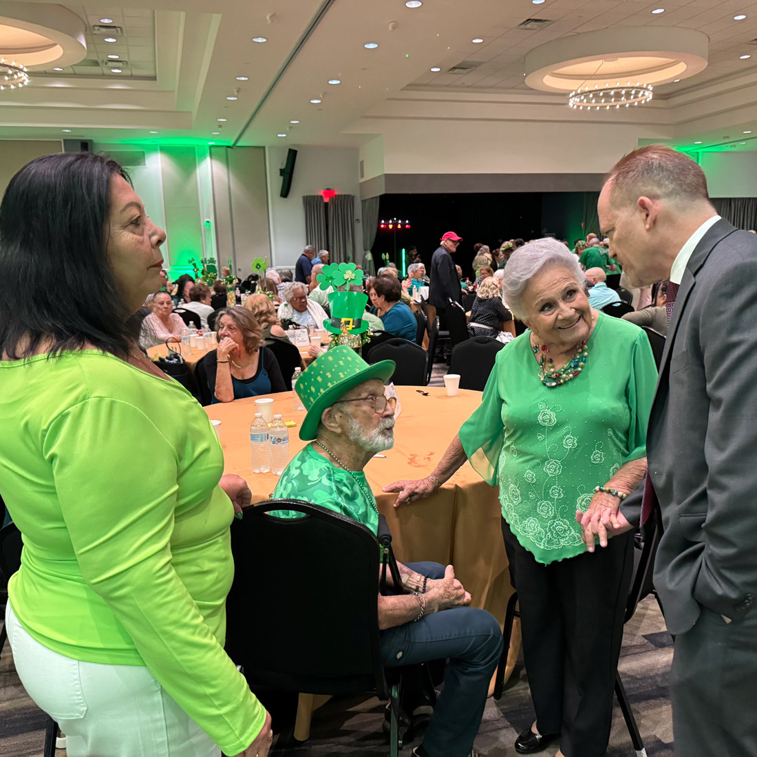 Judge Kevin Hellmann enjoyed celebrating St. Patrick's Day a few days early with senior residents in Hialeah. What a great crowd!